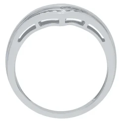 Womens 2MM 1/4 CT. T.W. Natural White Diamond Sterling Silver Chevron Wedding Band