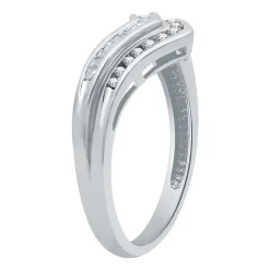 Womens 2MM 1/4 CT. T.W. Natural White Diamond Sterling Silver Chevron Wedding Band