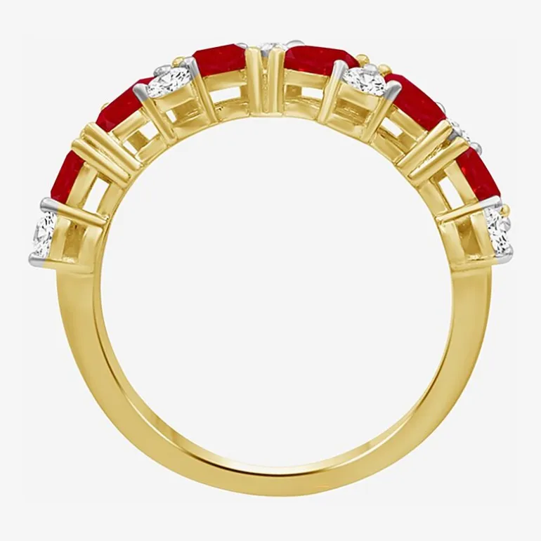 Womens 2MM Gemstone & 1/3 CT. T.W. Natural Diamond 10K Gold Marquise Band