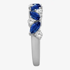 Womens 2MM Gemstone & 1/3 CT. T.W. Natural Diamond 10K Gold Marquise Band