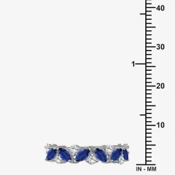 Womens 2MM Gemstone & 1/3 CT. T.W. Natural Diamond 10K Gold Marquise Band