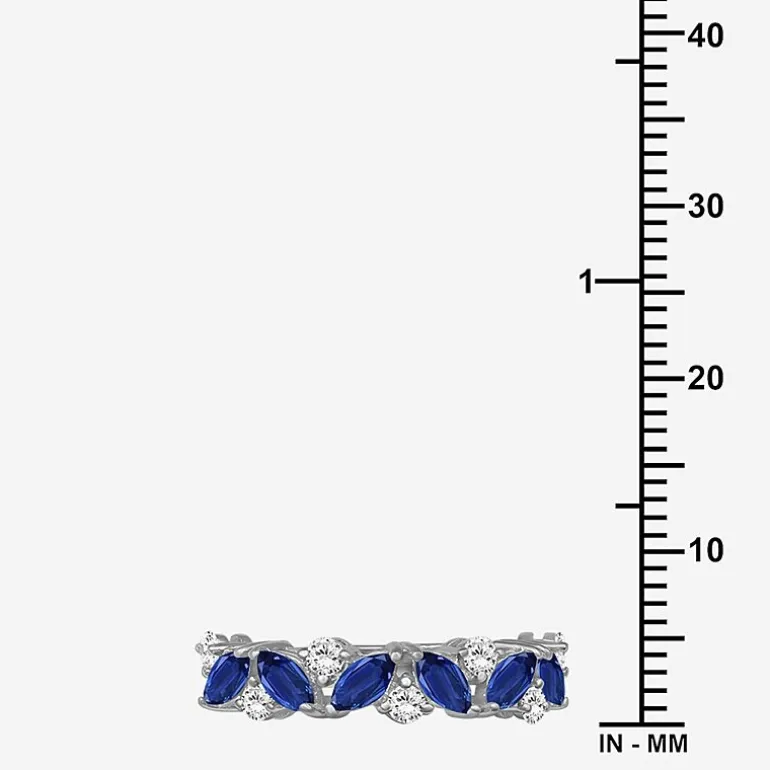 Womens 2MM Gemstone & 1/3 CT. T.W. Natural Diamond 10K Gold Marquise Band