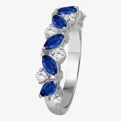 Womens 2MM Gemstone & 1/3 CT. T.W. Natural Diamond 10K Gold Marquise Band