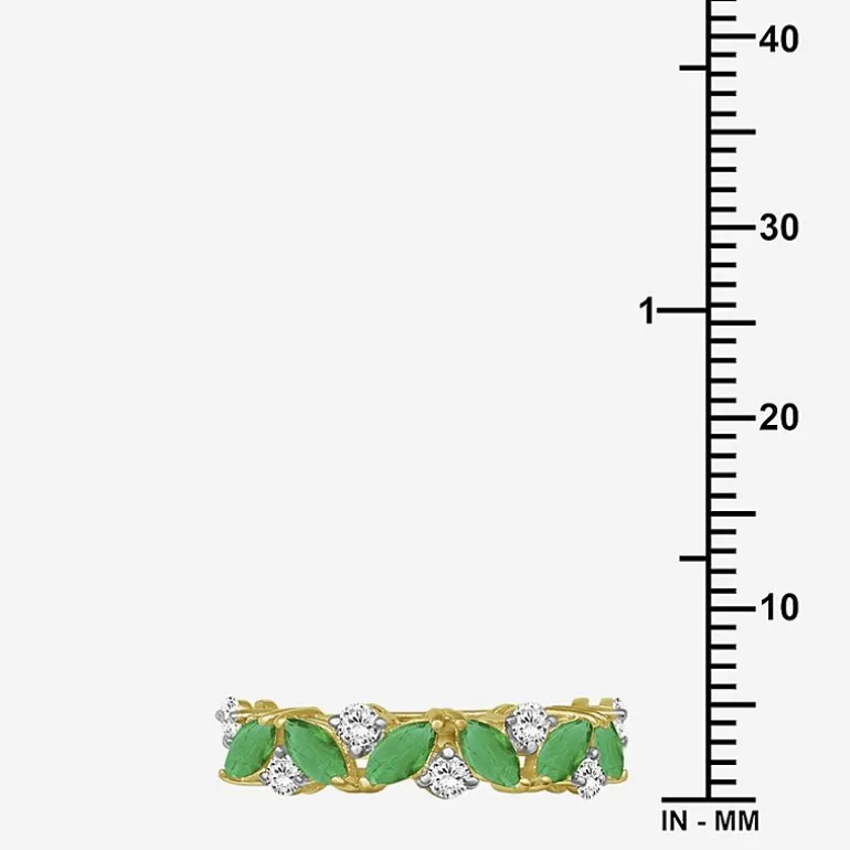Womens 2MM Gemstone & 1/3 CT. T.W. Natural Diamond 10K Gold Marquise Band