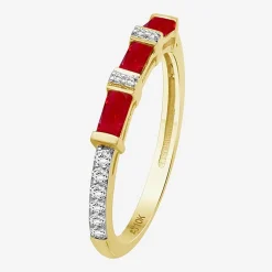 Womens 2MM Gemstone & 1/6 CT. T.W. Natural Diamond 10K Gold Band