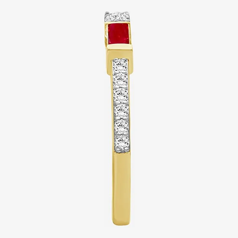 Womens 2MM Gemstone & 1/6 CT. T.W. Natural Diamond 10K Gold Band