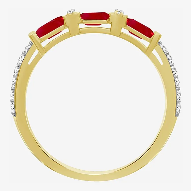 Womens 2MM Gemstone & 1/6 CT. T.W. Natural Diamond 10K Gold Band