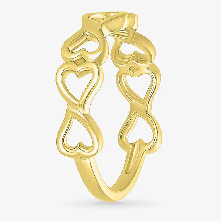 Womens 4.5MM 10K Gold Heart Band