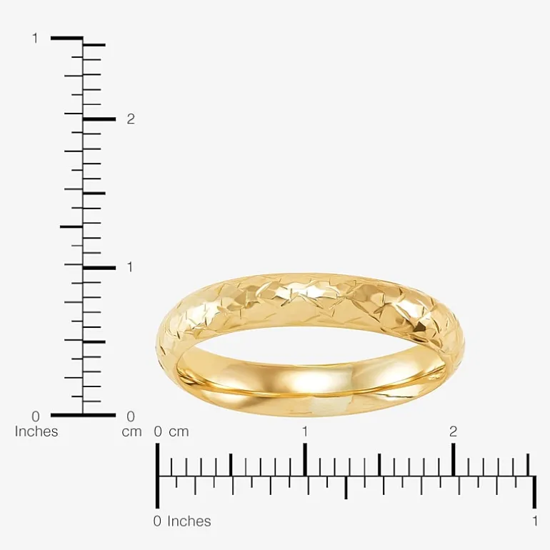 Womens 4MM 14K Gold Heart Round Band