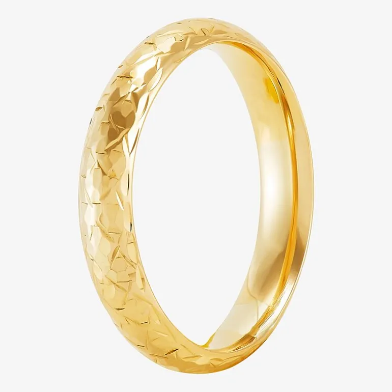 Womens 4MM 14K Gold Heart Round Band