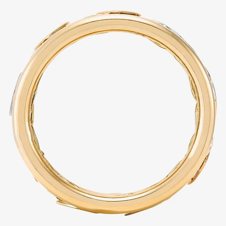 Womens 8.5MM 10K Tri-Color Gold Heart Round Band
