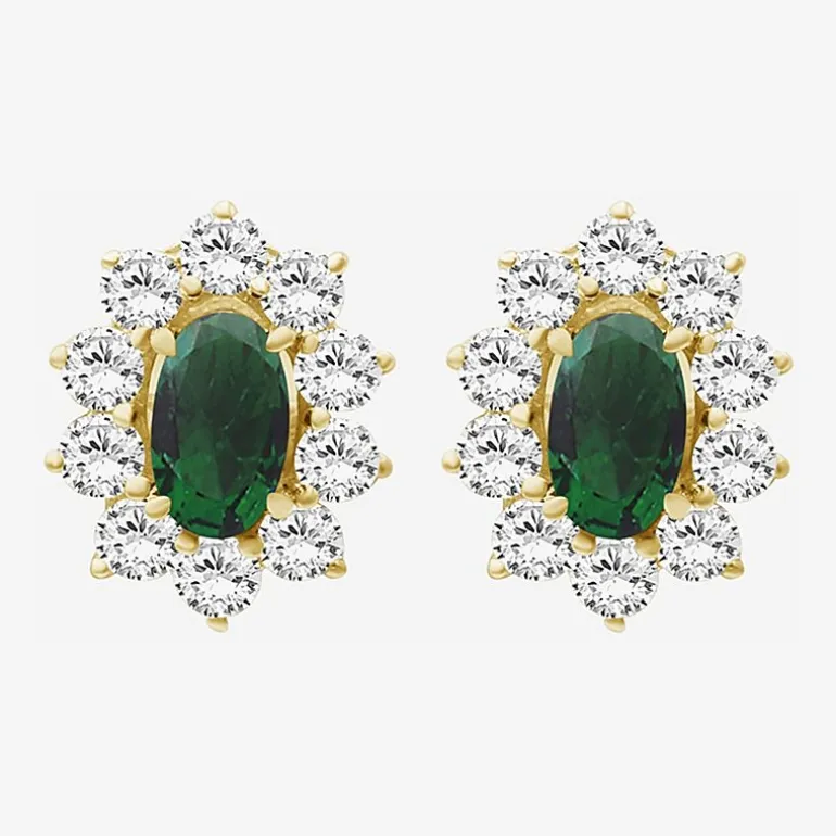 Womens Oval-cut Gemstone & 1/2 CT. T.W. Lab-Grown Diamond 10K Gold 9.4mm Stud Earrings