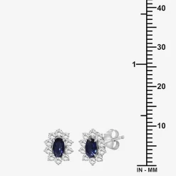 Womens Oval-cut Gemstone & 1/2 CT. T.W. Lab-Grown Diamond 10K Gold 9.4mm Stud Earrings