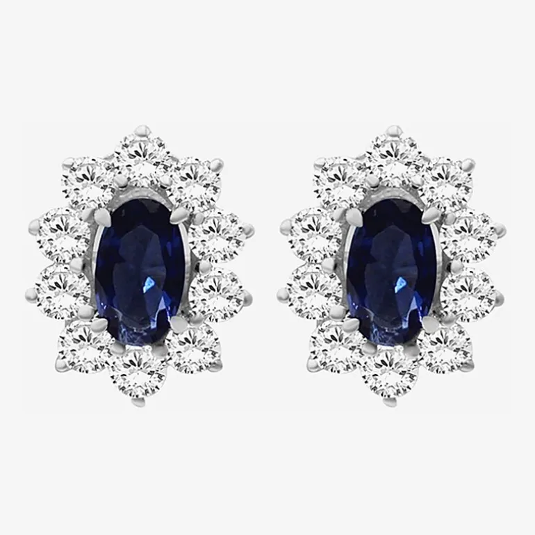 Womens Oval-cut Gemstone & 1/2 CT. T.W. Lab-Grown Diamond 10K Gold 9.4mm Stud Earrings