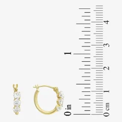 Womens 3 Pair Cubic Zirconia 14K Gold Earring Set