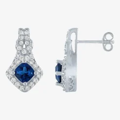 Womens 4-pc. Lab-Created Blue Sapphire & Cubic Zirconia Silver Over Brass Jewelry Set