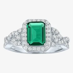 Womens 4-pc. Simulated Emerald & Cubic Zirconia Silver Over Brass Jewelry Set