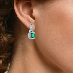 Womens 4-pc. Simulated Emerald & Cubic Zirconia Silver Over Brass Jewelry Set