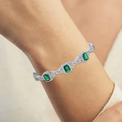 Womens 4-pc. Simulated Emerald & Cubic Zirconia Silver Over Brass Jewelry Set