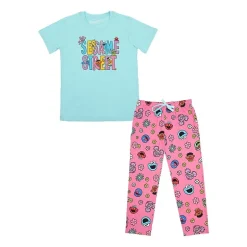 Womens Sesame Street Plush Crew Neck Short Sleeve 2-pc. Pajama Set