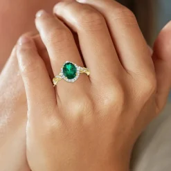 Womens Simulated Green Emerald 14K Gold Over Silver Oval 3-pc. Jewelry Set