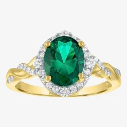 Womens Simulated Green Emerald 14K Gold Over Silver Oval 3-pc. Jewelry Set