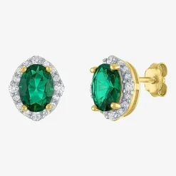 Womens Simulated Green Emerald 14K Gold Over Silver Oval 3-pc. Jewelry Set