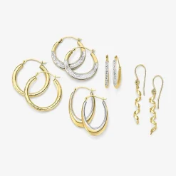 Womens White Crystal 10K Gold 18mm Round Hoop Earrings
