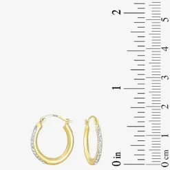 Womens White Crystal 10K Gold 18mm Round Hoop Earrings