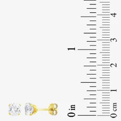 Womens White Cubic Zirconia 10K Gold 2 Pair Earring Set