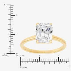 Womens White Cubic Zirconia 10K Gold Solitaire Cocktail Ring