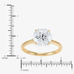 Womens White Cubic Zirconia 10K Gold Round Solitaire Cocktail Ring