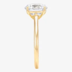 Womens White Cubic Zirconia 10K Gold Round Solitaire Cocktail Ring