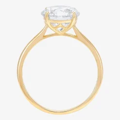 Womens White Cubic Zirconia 10K Gold Round Solitaire Cocktail Ring