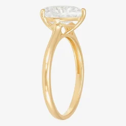 Womens White Cubic Zirconia 10K Gold Pear Solitaire Cocktail Ring
