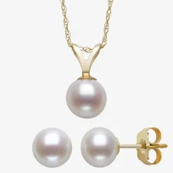 Womens White Cultured Freshwater Pearl 10K Gold 2-pc. Jewelry Set