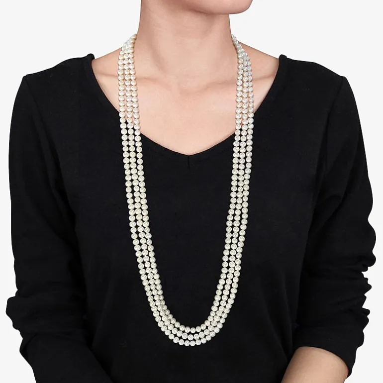 Womens White 100 Inch Strand Necklace