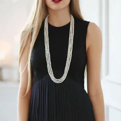 Womens White 100 Inch Strand Necklace