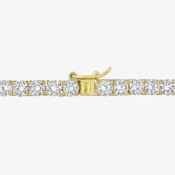Womens White Sapphire 18K Gold Over Silver 17 Inch Tennis Necklace