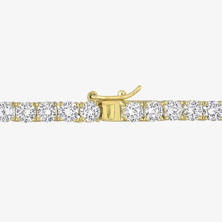 Womens White Sapphire 18K Gold Over Silver 17 Inch Tennis Necklace