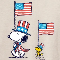 Woodstock Flag Womens Juniors Crew Neck Short Sleeve Oversized Peanuts Snoopy Graphic T-Shirt