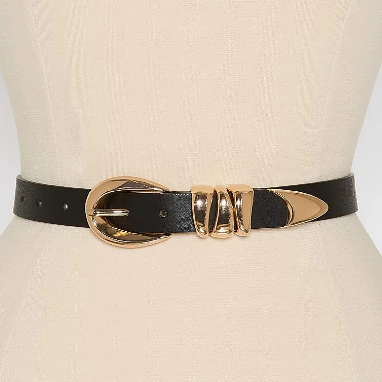 Worthington Oval Buckle Pant Belt With Triple Keeper Womens Belt