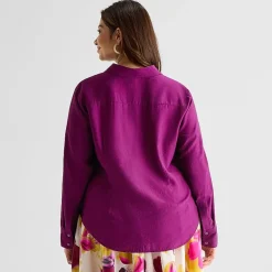 Worthington Plus Womens Long Sleeve Slim Fit Blouse