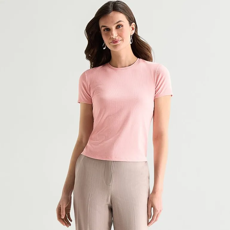 Worthington Womens Crew Neck Short Sleeve T-Shirt