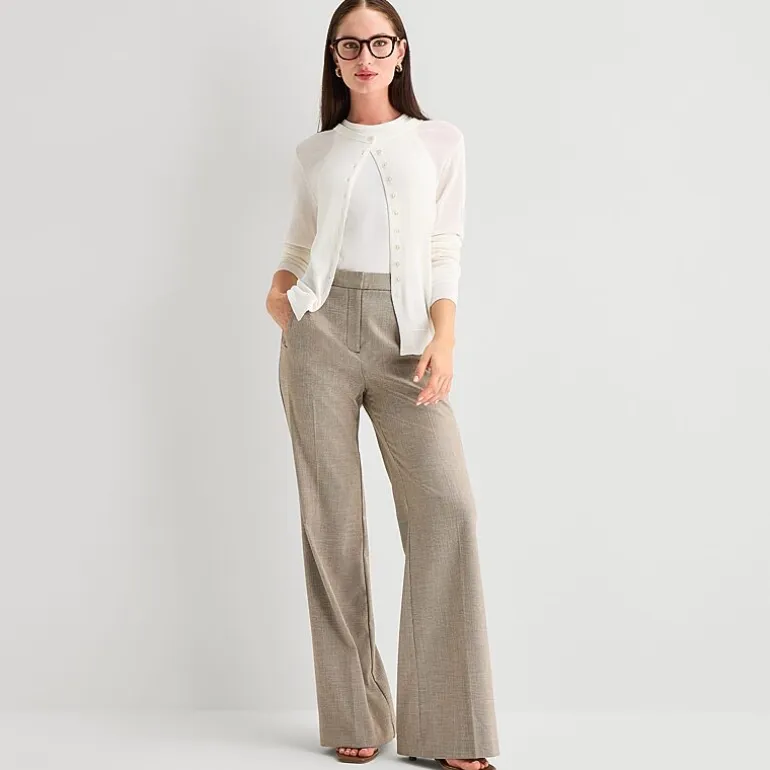 Worthington Womens Crew Neck Long Sleeve Button Cardigan