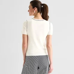 Worthington Womens Crew Neck Short Sleeve Pullover Sweater
