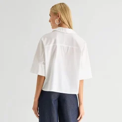 Worthington Womens Cuffed Short Sleeve Regular Fit Poplin Button-Down Shirt
