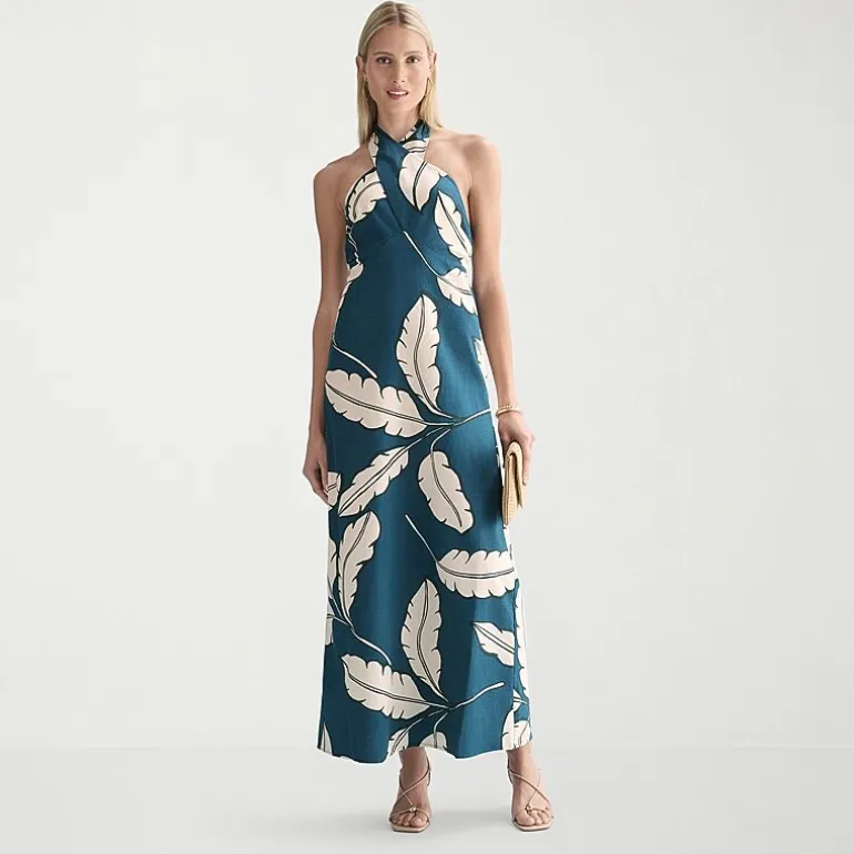 Worthington Womens Halter Neck Sleeveless Maxi Dress