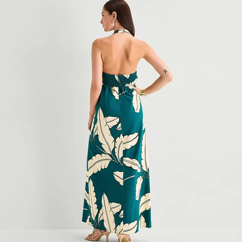 Worthington Womens Halter Neck Sleeveless Maxi Dress