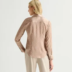 Worthington Womens Long Sleeve Slim Fit Blouse